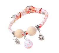 Duroecsain Collar para gato doméstico, collar con campana y cuentas de cedro para gatitos | Se puede llevar todo el día ajustable para gatos elegante para fotos, adiestramiento, paseo, viaje