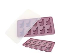 Duroecsain Cubitera con forma de oso polar con 10 compartimentos de silicona para cubitos de hielo con tapa, práctico ayudante de cocina para bebidas, cócteles, whisky y camping