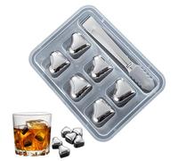 Duroecsain de hielo para botellas de agua, bloques fríos de acero inoxidable - Piedras de enfriamiento reutilizables que beben - Cubos tecnológicos de alto enfriamiento de corazón para una