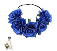 Duroecsain Diadema de corona de rosas,Corona de flores rosadas Corona de pelo diadema de flores Boho | Floral Halo Headpiece Wedding Party Rosy, Diadema de flores para boda