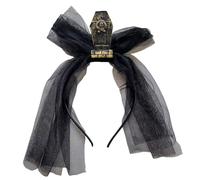 Duroecsain Diademas de Halloween para mujer, lápida vintage con velo - Accesorio de disfraz de miedo para cosplay, carnavales y fiestas