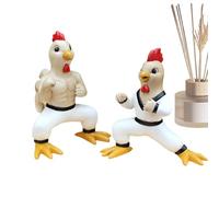 Duroecsain Escultura de gallo decorativo, figuras de animales de granja | Estatua de gallo colorido, 2 artesanías de paisaje bonsái, decoración del hogar de interior para sala de estar, dormitorio