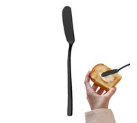 Duroecsain Esparcidor de queso crema, raspador de tarros - Espátula de queso de metal - Rascador de mantequilla para utensilios de cocina con mango largo, raspador curvo para