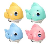 Duroecsain Fish Rampant, Juguete de Pescado para Eliminar,4X Push and Go Cartoon Fish Toys | Aprender a la Rampa, Caminar por las cuencas del Niño Pequeño.
