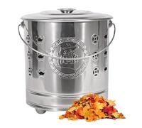 Duroecsain Jaula de fuego, quemador de acero inoxidable, con tapa, gancho para fuego y barril interior de metal, para residuos de jardín, madera, basura, dinero falso, hoguera, jardín, terraza,