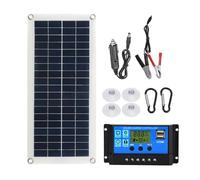 Duroecsain Panel Solar Policristalino 10 - Controlador de cargador de batería solar 12 V 10 - 100 A - Kit de arranque para RV Marine Barco Techo Cabine Refugio Casa