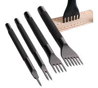 Duroecsain Perforadora de cuero, herramienta de perforación de cuero,Perforadora negra para cuero | Punzón de costura de cordones, kit de herramientas manuales de trabajo profesional, 1/2/4/6 pines