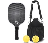 Duroecsain - Raqueta de pepinillo de fibra de carbono, juego de bolas de pepinillo de fibra de carbono, con bolsa de pala ligera de Pickle Ball - Juego de bolas
