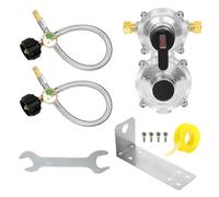 Duroecsain Regulador De Propano De 2 Etapas,Regulador De Tanque Con Tubo Flexible De 45 Cm - Adaptador Automático Con Manómetro Y Componentes De Repuesto De Dos Fases