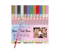 Duroecsain - Rotuladores de esmalte de uñas, 12 colores, 0,7 mm, bolígrafo Art 3D, para esmalte de uñas, | Marcadores de revestimiento para pies, para manicura en casa, salón, fiesta, boda