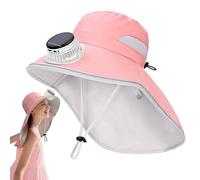 Duroecsain Sombrero Ventilador Solar, Sombrero De Sol, Protección UV De Borde Ancho Cubre Chef Equipos Deportivos Para Y Niños Vacaciones Al Aire Libre Senderismo Camping Pesca Playa, rosa, L