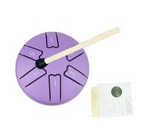 Duroecsain Tambor de lengua de acero, tambor de lengua - tambor de 6 notas de 3 pulgadas con teclas A para meditación, instrumento de percusión de tambor de mano, incluye mazo y libro de partituras