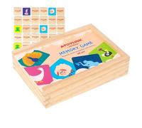 Duroecsain - Tarjetas de madera, juego de asociación de madera, juego de asociación de madera, juego de combinación de madera de animales, juegos de aprendizaje de concentración, juguete educativo