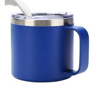 Duroecsain Tazas de café de doble pared, tazas de acero inoxidable con asas | Taza de café multiusos aislada | Tazas de café portátiles de 12 oz con tapa y asa, tazas dobles