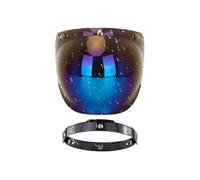 Duroecsain Visera para Casco de Moto, protección Facial, Lente de, Visera Abierta para Viajes de Larga Distancia, Noche, Tiempo lluvioso, Viaje por la Ciudad, Plating Blue Sheet with Black