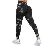 DUROFIT Mallas Push Up Mujer Tie-Dye Leggings Deporte sin Costuras Pantalones Deportivos Cintura Alta Leggins Yoga Fitness, Negro S