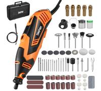 Durofort Mini Amoladora Eléctrica 180W, 6 Velocidades Ajustables 8000-35000 RPM, 212 Accesorios & Interruptor Seguro y Estuche - Herramienta Rotativa para Tallar, Cortar, Pulir, Taladrar