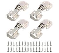 Duronge Bisagra de Armario de 4 Piezas, Bisagra Atornillable Oculta con Muelle, Bisagras Para Puertas de Armario de Cocina con Angulo de Apertura de 90°, Bisagras con Tornillos (113 * 43 mm)