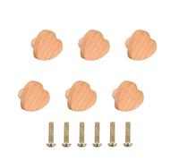 Duronge Tiradores Cajones, 6 Piezas Pomos de Madera con Forma de Corazón, Tiradores Cocina con Tornillos, Tiradores de Muebles para Habitación de Niños, Dormitorio, Cocina y Baño