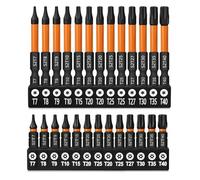Duronge Torx Bit Set, 26 piezas Destornillador Torx con Mango Hexagonal Impacto Magnético, 13pcs 25mm+13pcs 50mm Star Bit Set para Destornillador, Taladro de Impacto