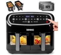 Duronic AF24 Freidora de aire de 2400 W | 2 cestas de 5 L para toda la familia | Pantalla ancha de control | 10 programas de cocción preestablecidos | Libre de aceite | Funciones Sync Cook y Sync