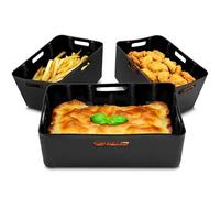 Duronic AFL3 Pack de 3 Moldes de Silicona Reutilizables para Airfryer | Cestos de Silicona Antiadherente, Accesorio para Freidora de Aire, Compatible con Duronic AF34, AF24 y Otras