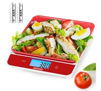 Duronic Báscula digital de cocina KS100 RD báscula electrónica de cocina con cuenco de medición, báscula roja para hornear para cocinar, hornear, correo, medición de alimentos para mascotas, báscula