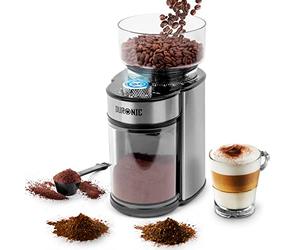 Duronic BG200 Molinillo de café eléctrico | Potencia de 200 W y 2 recipientes | 7 niveles de molido | Taza de 200 g de capacidad y recipiente de 120 g de capacidad | Cuchara incluida