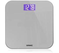 Duronic BS603 Báscula Digital de Baño, Capacidad Máxima de 180 kg, Lectura | Grasa Corporal, Autoencendido y Apagado Automático, Pantalla LCD Retroiluminada y Diseño Ultrafino de Vidrio Gris