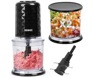 Duronic CH57 BK Mini Picadora 500 W con 2 Recipientes de 700 ml con Tapa