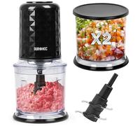 Duronic CH57 BK Mini Picadora 500W con 2 Recipientes de 700 ml con Tapa, Robot de Cocina para Verduras, Frutas, Frutos Secos y Especias, Permite Preparar Salsas, Purés y Comida para Bebé