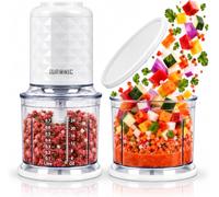 Duronic CH57 WE Mini Picadora 500 W con 2 Recipientes de 700 ml con Tapa | Robot de Cocina para Verduras, Frutas, Frutos Secos y Especias, Permite Preparar Salsas, Purés para Bebé, Apto