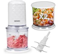 Duronic CH57 WE Mini Picadora 500W con 2 Recipientes de 700 ml con Tapa, Robot de Cocina para Verduras, Frutas, Frutos Secos y Especias, Permite Preparar Salsas, Purés y Comida para Bebé