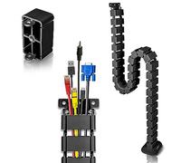 Duronic CM1DM BK Canaleta para Cables de 130 cm, Ajustable y Flexible | Canal Organizador de Cables, Ajustable y Flexible, Protege Cables USB, Ethernet y de Alimentación, para Escritorio