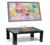 Duronic DM055 Elevador para Pantalla, Hasta 10 kg, 40 x 28 cm, Negro | Patas Antideslizantes, Ranura para Tablet y Móvil, Soporte Ergonómico para Oficina Escritorio