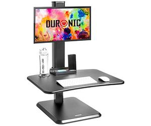 Duronic DM05D14 BK Mesa para Ordenador | Escritorio Ajustable de 17 a 44cm con Brazo de Escritorio | hasta 2 kg | Bandeja para Teclado | Plataforma para Monitor | Trabaja de pie y Sentado