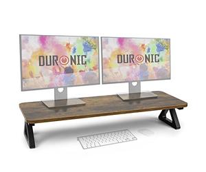 Duronic DM06 2 AO Elevador para 2 Pantallas, Roble Envejecido | Superficie de 82 x 30 cm y 10 kg, Patas Antideslizantes para Estabilidad, Soporte Ergonómico para Oficina Escritorio
