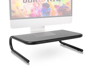 Duronic DM071 Elevador para Pantalla| Superficie de 37.5 x 24 cm | Metal negro | Organizador espacio | Almacenar documentos | Soporte ergonómico para Oficina Escritorio Ordenador Portátil Televisor