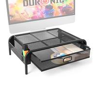 Duronic DM072 Elevador para Pantalla|Con cajón para objetos y Superficie de 33 x 29.5 cm | Hasta 10kg | Metal negro | Soporte ergonómico para Oficina Escritorio Ordenador Portátil Televisor