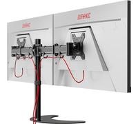 Duronic DM25D2 BK Brazo para Monitor de 13" a 27" de 8 kg máx | Altura de 40 cm Ajustable y Base Fija | Cabezal VESA 75 y 100 Giratorio Inclinable -90°+35° | 33 cm Cada Brazo | Soporte Ordenador TV