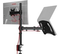 Duronic DM25L1X1 BK Brazo para Monitor de 13" a 27" de hasta 8 Kg, 60 cm | Plataforma suplementaria para portátil o Teclado, Cabezal VESA 75 y 100 Inclinable y Rotatorio, Soporte Color Negro