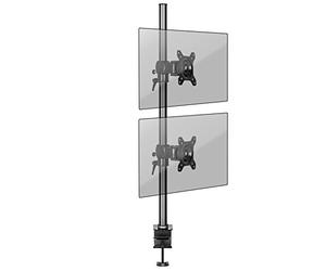 Duronic DM35V2X1 - Brazo para 2 monitores de Ordenador (Soporte Vertical de Doble Pantalla articulada ergonómica, para Escritorio, VESA 75 100, Altura Ajustable, inclinación giratoria giratoria y