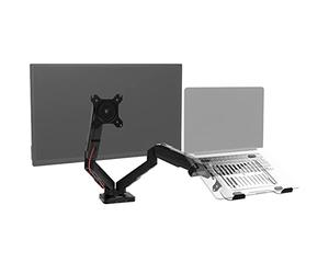 Duronic DMDCL1X1 Brazo para Monitor de 15 a 27" y 6.5 kg | Brazo Extensible con Resorte de Gas y Bandeja para Portátil | Altura Ajustable 40 cm | Rotativo y Cabezal VESA 75 Y 100 Inclinable -90°+85°