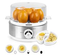 Duronic EB40 WE Hervidor de huevos | Potencia 400W | 7 huevos | Cocción con termostato y minutero | Huevos duros, huevos mollet, huevos pasados por agua | Apagado automático | Accesorio para escalfar
