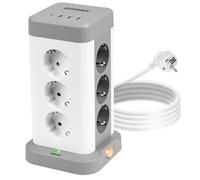 Duronic ET12C Regleta 12 Tomas y 3 Puertos USB A y 1 Puerto USB C (3A)