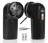 Duronic FS22 BK Quitapelusas eléctrico recargable con cable | 2 alturas | Bolsa de almacenamiento | Reacondiciona y recicla la ropa | Prendas de vestir como nuevas | Sostenible | Color negro