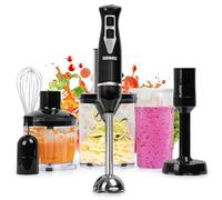 Duronic HB35 Batidora de mano 350W | 2 velocidades | 2 cuchillas y eje de acero inoxidable | 2 jarras 600 ml | Incluye cortador en espiral, batidor, picador, mezclador, machacador | Ligera y cómoda