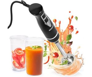 Duronic HB35C Batidora de mano 350W | 2 velocidades | 2 cuchillas y eje de acero inoxidable | 2 jarras de 600 ml | Ligera y erconómica | Ideal para repostería Batidos Purés Sopas Frutas Verduras