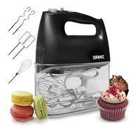 Duronic HM4 BK Batidora de Varillas, Batidora Amasadora Repostería 400 W | 5 Velocidades. 2 Varillas Batidoras, 2 Ganchos, 1 Varilla Globo, Acero Inoxidable Grado Alimenticio, BPA Free, Color
