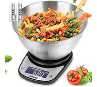 Duronic KS5000 BKSS Báscula de Cocina Digital de Precisión, Máx. 5 kg, Bol | Acero Inoxidable Desmontable de 2.5 L, Pantalla LCD Lectura de Dígitos Fácil, Función Tara, Balanza Alimentos Joyas